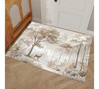 DUOTCYELE Paillasson D'intérieur Forêt Cerf, Paillasson Paysages Naturels D'Époque Attrape Poussière 50 x 80 cm, Tapis D’intérieur Antidérapant Facile à Nettoyer pour Entrée Et Patio, Brun