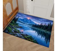 DUOTCYELE Paillasson D'intérieur Forêt Éruption Volcanique, Paillasson Paysage Insulaire Classique Attrape Poussière 40 x 60 cm, Tapis D’intérieur Antidérapant Facile à Nettoyer pour Entrée Et Patio
