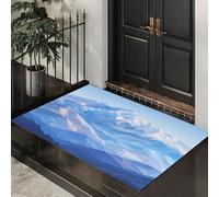 DUOTCYELE Paillasson D'intérieur Paysage De Montagne Enneigé, Paillasson Minimalisme Attrape Poussière 45 x 75 cm, Tapis D’intérieur Antidérapant Facile à Nettoyer pour Entrée Et Patio, Bleu