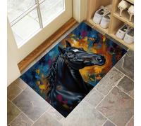 DUOTCYELE Paillasson Graffiti Dark Horse Lavable D'intérieur, à Poils Courts, Tapis Style d'art Moderne, 50 x 80 cm, Pliable, Antidérapant, pour Porte D'entrée, Cuisine, Patio