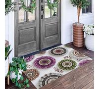 DUOTCYELE Paillasson Intérieur Entrée Mandala Coloré 80 x 120 cm, Tapis D’entrée Antidérapant Lavable, Tapis De Sol Style Bohème Rétro Microfibres Douces pour Entrée, Couloir, Animaux, Multicolore