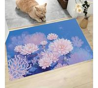 DUOTCYELE Paillasson Lavable Récifs Coralliens Fleurs, Attrape-Poussière Plantes Marines Oniriques Fin Tapis De Sol, Tapis Antidérapant à Poils Courts pour Entrée, Cuisine, Porte D'entrée, 40 x 60 cm