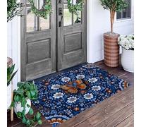 DUOTCYELE Paillasson Mandala Papillon Lavable pour L'intérieur - Poils Courts - Style Ethnique Rétro - 45 x 75 cm - Pliable - Antidérapant - pour Porte D'entrée, Cuisine, Patio, Couloir