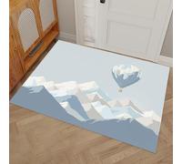 DUOTCYELE Paillasson Montgolfière Montagnes Enneigées 90 x 150 cm, Lavable D'intérieur, à Poils Courts, Tapis Design Minimaliste Et Plat, Pliable Antidérapant, Idéal pour Porte D'entrée Cuisine Patio