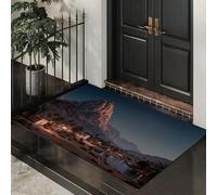 DUOTCYELE Tapis De Porte Pics Rocheux Déserts Oasis, 60 x 90 cm Tapis De Sol Antidérapant Résister à La Saleté Paysages Naturels Désolés Paillasson Mince Paillasson Confortable pour Couloir, Terrasse