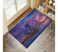 DUOTCYELE Tapis D'entrée Octopus Opéra Paillasson Intérieur 90 x 150 cm, Tapis De Couloir Animal Abstrait Psychédélique Antidérapant Résistant Et Lavable pour Porte, Cuisine, Salon, Et Balcon