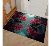 DUOTCYELE Tapis Entree Interieur 40 x 60 cm, Tapis De Sol Antidérapant Érables Rouges Lac, Paillasson Paysages d'automne Paisibles Lavable Facile à Nettoyer, Paillasson Fin pour Couloir, Rouge