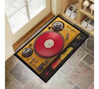 DUOTCYELE Tapis Entree Tourne-Disque Rétro Paillasson Exterieur Paillasson Style Musical Moderne Interieur Antidérapant Lavable Tapis Entree Interieur pour Cuisine Couloir 80 x 120 cm, Jaune