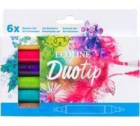 Duotip Marqueur À Aquarelle Liquide Set De 6 - Couleurs Botaniques Stylos À Double Pointe, Feutre Fin Et Pointe Biseautée Large[Z4379]