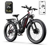 DUOTTS S26 Vélo Électrique à Double Moteur 250W, Ebike Tout Terrain à Pneus Fat avec Batterie 48V 20Ah, VTT Électrique 26 * 4,0 Pouces, Autonomie 120KM, Freins Hydrauliques et Application Bluetooth