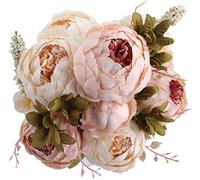 Duovlo Bouquet Artificiel de pivoines - 1 pièce - Fleurs en Soie - Décoration de Maison - Mariage (Rose Clair)