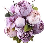 Duovlo pivoines artificielles en Soie Faux Fleurs Décoration de Mariage Vintage, Lot de 1