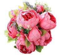 Duovlo Springs Flowers Bouquet de pivoines artificielles en Soie pour décoration de Mariage et d'intérieur (Rose Printemps)