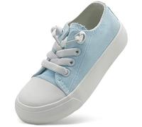 Duovodu Baskets basses en toile pour garçons et filles avec sangle respirante à enfiler, bleu clair, 30 EU