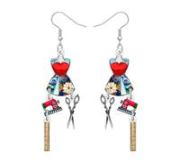 DUOWEI Acrilique Drôle Vintage Machine à Coudre Boucles d'oreilles pour Femmes Filles Tailleurs Mignonnes Boucles d'oreilles Couture Bijoux pour Maman Quilting Couturières Amoureux Cadeau (Rouge)