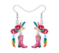 DUOWEI Acrylique drôle Occidental Cowgirl Bottes Casquette Pendentifs Mignon Cowboy Pays Design Unique Bijoux Outfit Cadeaux pour Femmes Filles Rodeo Pays Amateurs de Musique Charms, M, Acrylique