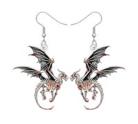 DUOWEI Acrylique Fantaisie Halloween Boucles d'oreilles Dragon Cadeaux Étranges pour Femmes Filles, Citrouille Effrayante Chapeau de Sorcière Squelette Dinosaure, Bijoux de Fête (Gris)