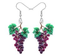 DUOWEI Acrylique Fun Fruits Margarita Boucles d'oreilles Cadeaux de Plage pour Femmes Filles, Tropical Dragon Fruit, Grappe de Raisin avec Verre à Cocktail Weirdy Plage Bijoux d'Eté (Raisin)