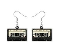 DUOWEI Acrylique Funny Vintage Cassette Boucles d'oreilles pour Femmes Filles Anniversaire Fête Mignon Rétro Nostalgie Boucles d'oreilles Bijoux Cadeaux pour Maman Amateurs de Musique Outfit (Noir)