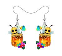 DUOWEI Acrylique Insecte Mignon Boucles d'oreilles Bourdon Funny Miel Jar Miel Abeille Boucles d'oreilles Pendentif Abeille Bug Bijoux Abeilles Cadeaux pour Femmes Maman (Jaune)