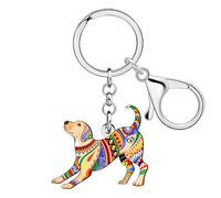 DUOWEI Acrylique Mignon Labrador Porte-clés Porte-clés Boho Cadeaux pour les Amoureux des Chiens Femmes Filles Maman Bijoux Aztèques Clés de Voiture Accessoires de Sac (Colorée)