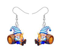 DUOWEI Acrylique Nouveauté Boucles d'oreilles Fête de la Bière Allemande Cadeaux Unique pour Femmes Filles Amateurs de Bière, Tasse à Bière, Bretzel, Panda et Gnomes Bijoux de Festival (Gnome)
