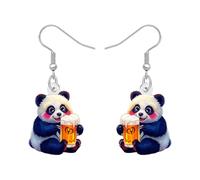DUOWEI Acrylique Nouveauté Boucles d'oreilles Fête de la Bière Allemande Cadeaux Unique pour Femmes Filles Amateurs de Bière, Tasse à Bière, Bretzel, Panda et Gnomes Bijoux de Festival (Panda)