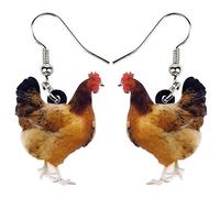 DUOWEI Boucles d'oreille mignonnes en forme de poulet pour femmes et filles - Bijoux en acrylique d'animaux de ferme - Cadeaux, Acrylique