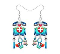 DUOWEI Boucles d'oreilles amusantes en acrylique pour la fête des infirmières - Jolies boucles d'oreilles pendantes sur le thème médical - Boucles d'oreilles pendantes pour infirmière, ambulancier