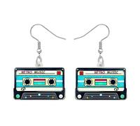 DUOWEI Boucles d'oreilles en acrylique drôles des années 80 et 90 - Cassette vintage - Pour femme et fille - Pour fête d'anniversaire - Cadeau pour maman et amateur de musique, M, Acrylique, Pas de