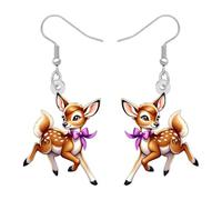 DUOWEI Boucles d'oreilles en acrylique mignonnes en forme de cerf - Cadeau à suspendre pour femme et fille - Pour les amoureux des animaux de la forêt - Houx et fleurs - Bijoux festifs, M, Acrylique