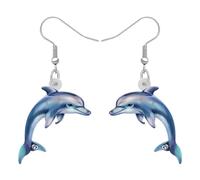 DUOWEI Boucles d'oreilles fantaisie en acrylique motif requin blanc, méduse, tortue et animaux marins | Motif double face, Acrylique Acier inoxydable, Pas de gemme