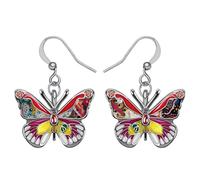 DUOWEI Boucles D'Oreilles Papillon En Émail Pour Les Femme Et Les Filles Cadeaux Pour L'Été Et Le Printemps (Cerise)