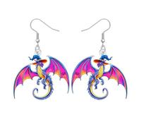 DUOWEI Boucles d'oreilles pendantes en acrylique avec dragon d'Halloween - Cadeaux étranges pour femme, citrouille effrayante, chapeau de sorcière, squelette de dinosaure, bijoux de vacances fantaisie
