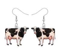 DUOWEI Boucles d'oreilles pendantes en acrylique avec imprimé vache - Cadeau pour femme et amateur d'animaux de ferme - Hypoallergénique - Cadeau pour les agriculteurs laitiers, M, Acrylique Acier