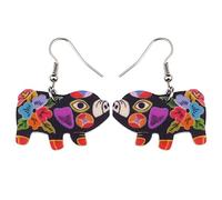 DUOWEI Boucles d'oreilles pendantes en acrylique en forme de cochon de dessin animé pour femme et enfant, Acrylique, Grès