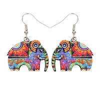 DUOWEI Boucles d'oreilles pendantes en acrylique motif éléphant de dessin animé - Bijoux fantaisie pour femmes, filles, adolescentes, printemps et été, Plastique Plastique Métal acrylique, Grès