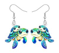 DUOWEI Boucles d'oreilles pendantes en acrylique - Motif tortue de mer tropicale - Cadeau pour femme - Pour les amateurs de vacances à la plage, Medium, Acrylique, Pas de gemme