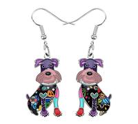 DUOWEI Boucles d'oreilles pendantes en acrylique pour femme et fille Motif Schnauzer, Acrylique, Pas de gemme