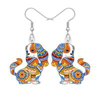 DUOWEI Boucles d'oreilles pendantes en acrylique pour les amoureux des chiens - Cadeau unique pour les amoureux des chiens - Cadeau bohème unique pour animaux de compagnie, M, Acrylique Acier
