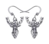 DUOWEI Boucles d'oreilles pendantes en forme de cerf avec bois de cerf - Cadeau vintage pour femmes et filles, M, Zinc, Pas de gemme