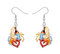 DUOWEI Boucles d'oreilles pendantes fantaisie en acrylique sur le thème de l'Oktoberfest allemand - Cadeaux uniques pour les femmes amateurs de bière, chope de bière, bretzel, panda et nains - Bijoux