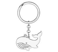 DUOWEI Breloque en forme de tortue de mer en émail, clés de charme océaniques pour animaux, porte-clés pour femmes et filles (baleine argentée)