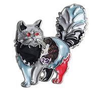 DUOWEI Broche Chat Endormi en Métal Ligature Émail Design Floral pour Écharpe Vêtements Bijoux Cadeau pour Femme et Fille, M, Zinc, No Gemstone