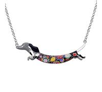 DUOWEI Cadeaux Teckel Émail Floral Pendentif Teckel Mémorial Pour Femme Fille Amoureux Des Chiens (Ombre)