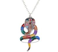 DUOWEI Collier Serpent Cobra Collier Pendentif Serpent Unique En Émail Floral Bijoux Cobra Naja Cadeaux Pour Femme Filles Chaîne De 18 Pouces (Multicolore)