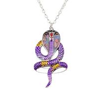 DUOWEI Collier Serpent Cobra Collier Pendentif Serpent Unique En Émail Floral Bijoux Cobra Naja Cadeaux Pour Femme Filles Chaîne De 18 Pouces (Pourpre)