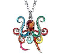 DUOWEI Collier Tentacule Pieuvre En Émail Pendentif Animaux De L'Océan Pour Femme Filles Charms Bijoux Océan Cadeaux (Multicolore)