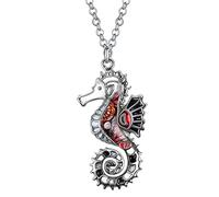 DUOWEI Collier Tentacule Pieuvre En Émail Pendentif Animaux De L'Océan Pour Femme Filles Charms Bijoux Océan Cadeaux (Hippocampe Ombre)