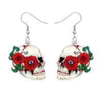 DUOWEI Jolies boucles d'oreilles en acrylique pour Halloween - Motif tête de mort - Cadeau pour femme et fille, Acrylique, Pas de gemme